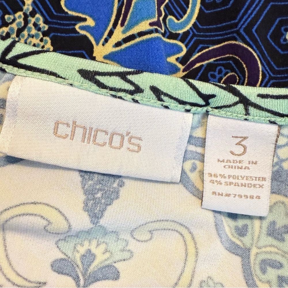 Chico’s Mediterranean Waves Long Maxi Dress Chico Size 3=XL - Picture 6 of 11